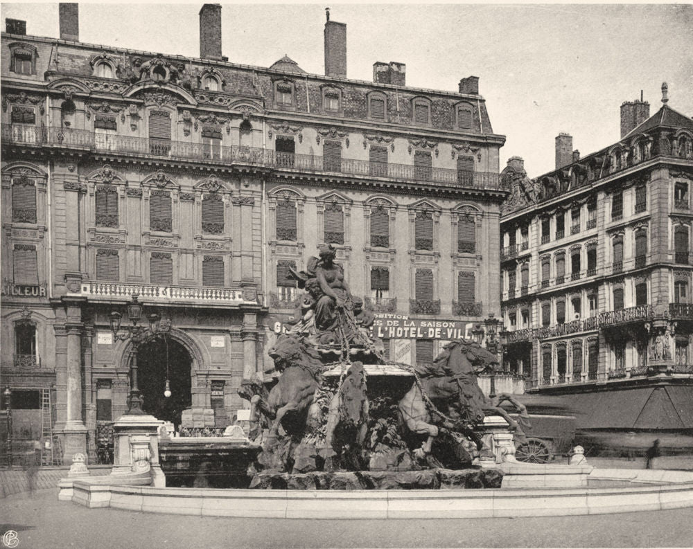 RHÔNE. Lyon- Place des Terreaux 1903 old antique vintage print picture